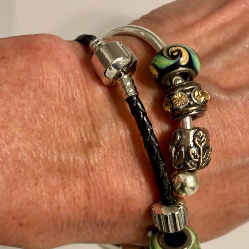 Chunky Black and Silver Women's Bracelets (2 separate)